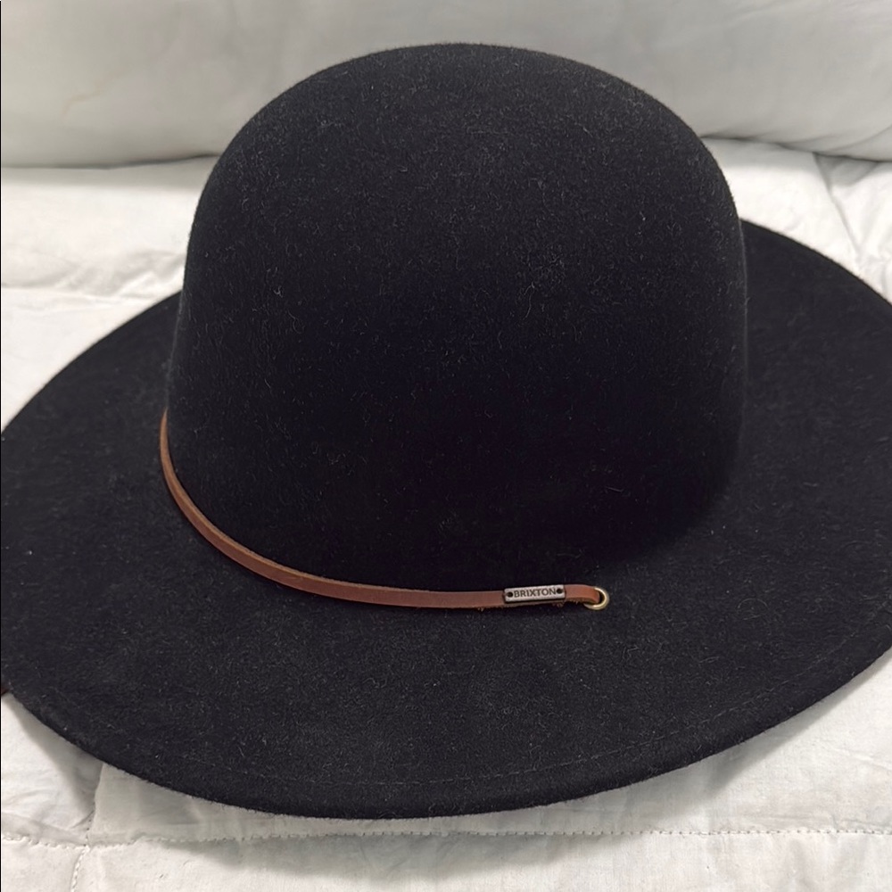 Worn once! Black Brixton Hat with Brown Band